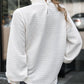 White Frilled Smocked Neck Textured Bishop Sleeve Blouse