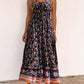 Lace-up Front High Waist Floral Maxi Dress