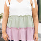 White Plus Size Color Block Ruffle Tiered Babydoll Tank Top