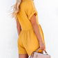 Yellow Button V Neck Crinkle Pocketed Romper