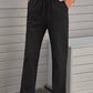 Drawstring Elastic Waist Pockets Long Straight Legs Pants