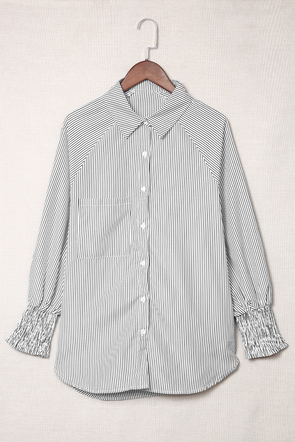 Cuffed Striped Boyfriend Shirt with Pocket