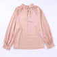 Twist High Neck Puff Sleeve Satin Blouse