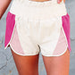 Color Block Split High Waist Shorts