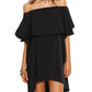 Black Off The Shoulder Ruffle Casual Shift Dress