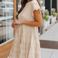Khaki Eyelet Pattern Tiered Short Dress