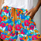 Floral Print Drawstring Elastic Waist Casual Shorts
