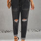 Black Gather Round Distressed Pocketed Denim Jogger