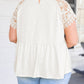Apricot Hollowed Lace Sleeve Plus Size Tunic Top