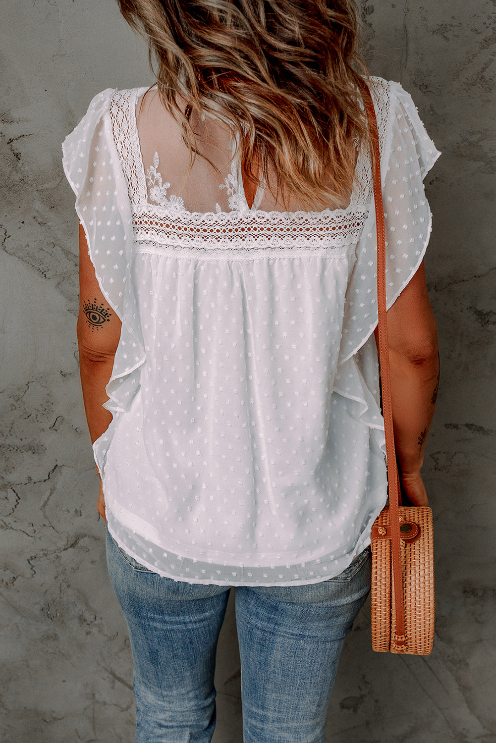 Swiss Dot Flutter Top