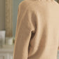 Khaki Frill Trim Buttoned Knit Pullover Sweater