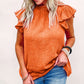 Flutter Sleeve Frilled Neck Textured Blouse