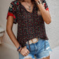 Bohemian style V-neck loose fitting blouse