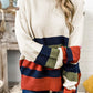 Buttoned Shoulder Drop Shoulder Striped Sweater