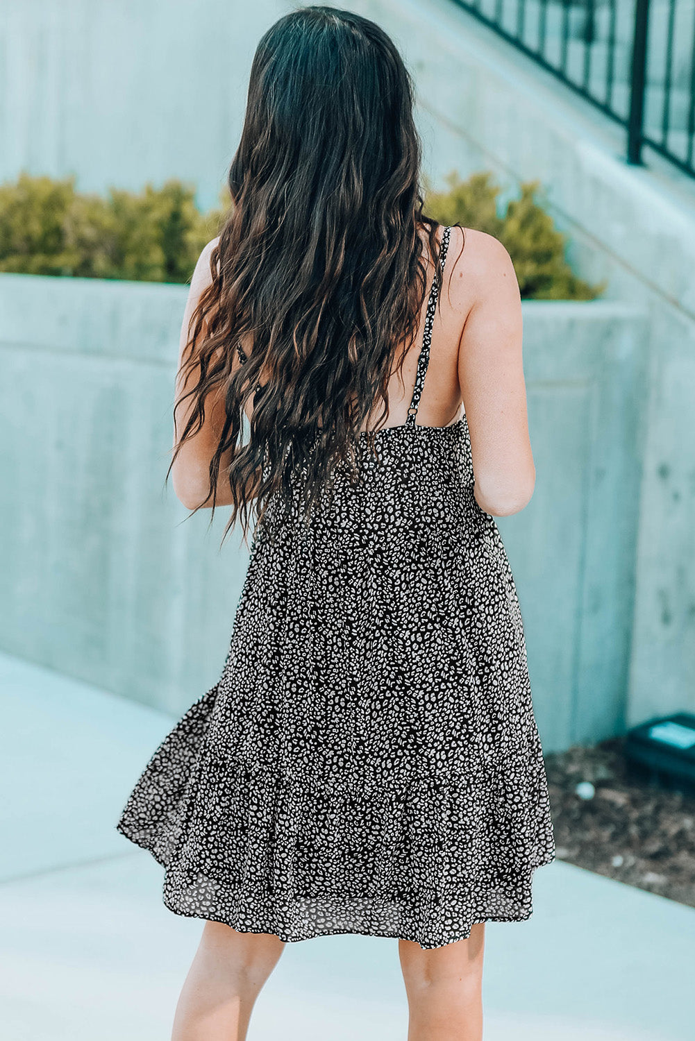 Buttoned Spaghetti Strap A-line Cami Dress