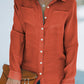 Red Loose Long Sleeve Buttoned Shirt with Pocket