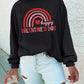 Black Happy Valentine's Day Graphic Embroidered Sweatshirt