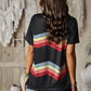 Crew Neck T-Shirt Rainbow Stripe Top
