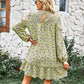 Multicolor Split Neck Buttons Front Shirt Floral Dress