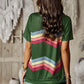 Crew Neck T-Shirt Rainbow Stripe Top