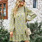 Multicolor Split Neck Buttons Front Shirt Floral Dress