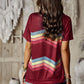Crew Neck T-Shirt Rainbow Stripe Top