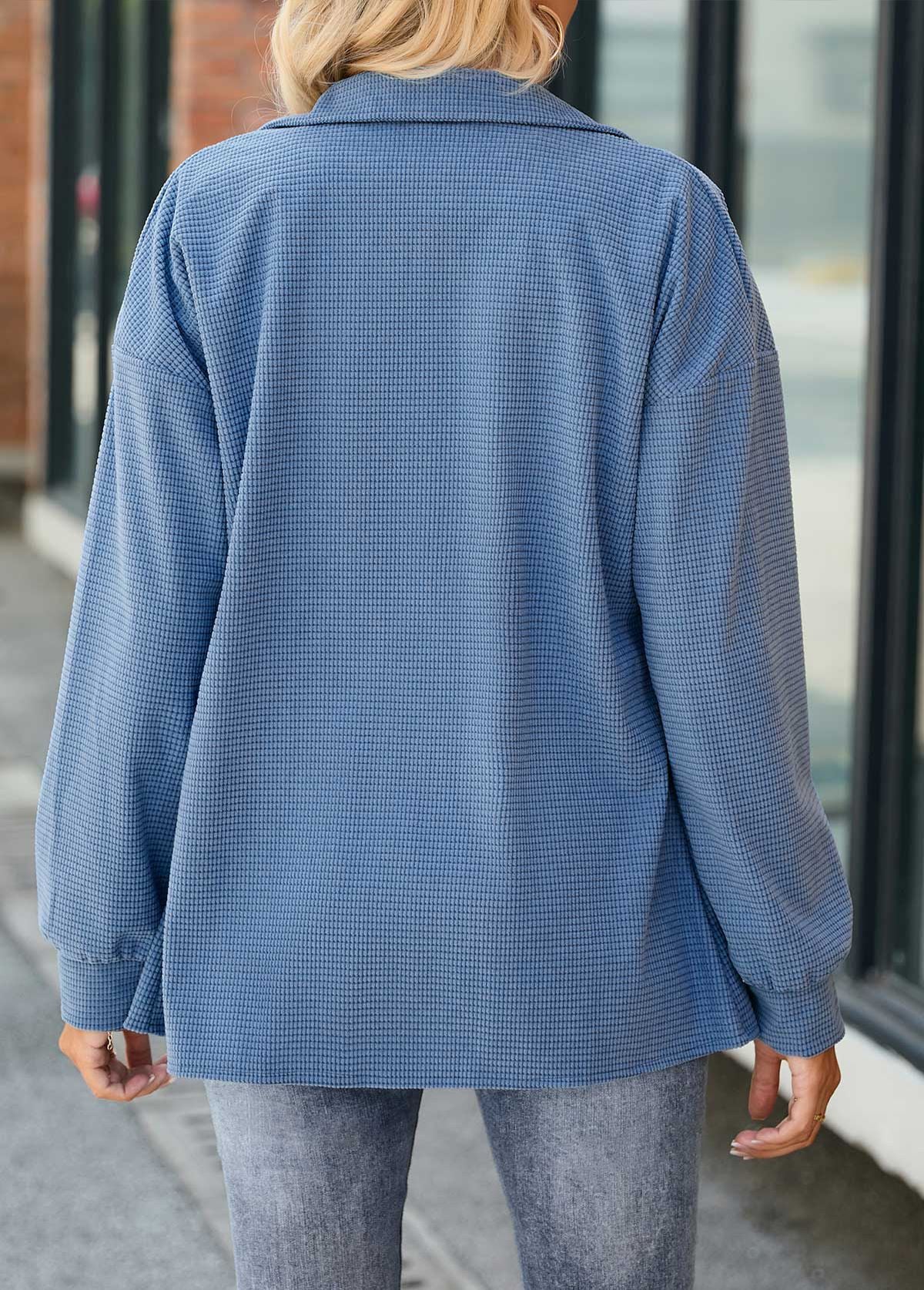Solid Color Loose Fashion Button Long Sleeve Cardigan Jacket