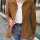 Solid Color Loose Fashion Button Long Sleeve Cardigan Jacket