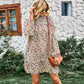 Multicolor Split Neck Buttons Front Shirt Floral Dress