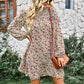 Multicolor Split Neck Buttons Front Shirt Floral Dress