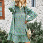 Multicolor Split Neck Buttons Front Shirt Floral Dress