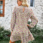 Multicolor Split Neck Buttons Front Shirt Floral Dress