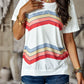 Crew Neck T-Shirt Rainbow Stripe Top