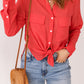 Red Flap Pocket Button Up Shirt