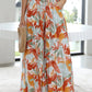 Floral Print Drawstring Shirred High Waist Wide Leg Pants
