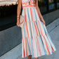 Striped Tie Decor Strapless Tiered Maxi Dress