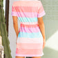 Multicolor Striped Drawstring V Neck T Shirt Dress