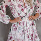 Vintage Floral Print Drawstring Flowy Dress