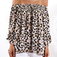 Leopard Off Shoulder Flared Sleeve Top