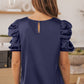 Ruched Puff Short Sleeve Satin Blouse