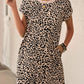 Leopard Pattern T-shirt Dress with Pockets