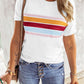 White Striped Print T-shirt