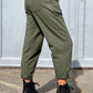 Green Casual Elastic Drawstring Waist Pants