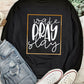 Black Wake Pray Slay Glitter Print Pullover Sweatshirt