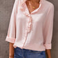Eyelet Ruffles Button Crinkled Shirt