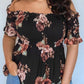 Floral Smocked Off Shoulder Plus Size Blouse