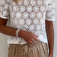 White Crochet Lace Hollowed Short Sleeve Top