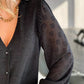 Turn-down Neck Swiss Dot Texture Sheer Shirt