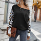 Autumn and winter fashion collision color stitching leopard sweater