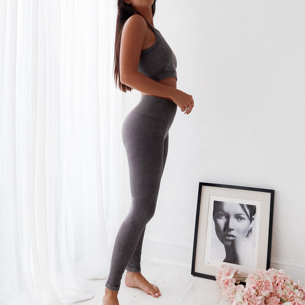 SEAMLESS HIGH WAIST LEGGINGS- GREY
